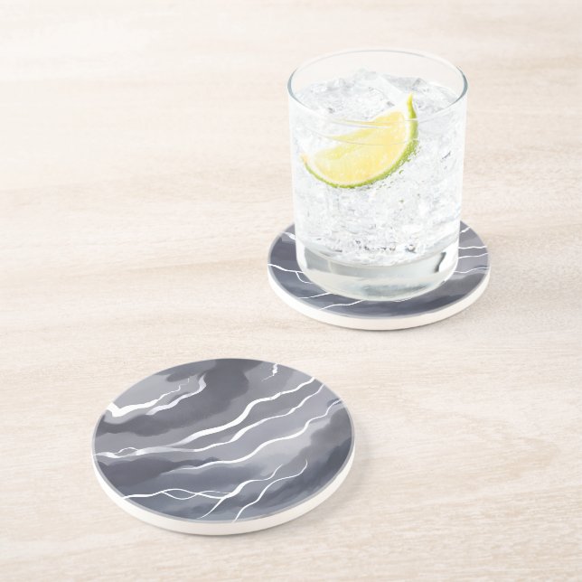 Dessous De Verre En Grès Cieux orageux | Aquarelle sombre (Côté)
