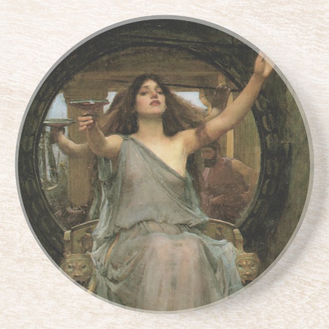 Dessous De Verre En Grès Circé offrant la coupe à Ulysse de JW Waterhouse (Devant)