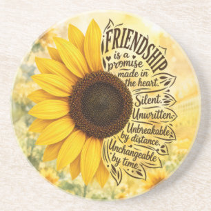 Dessous De Verre En Grès Citation d'amitié Tournesol Soleil Jaune