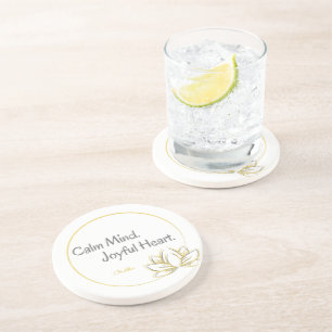 Dessous De Verre En Grès Citation de Bouddha Coeur joyeux et calme