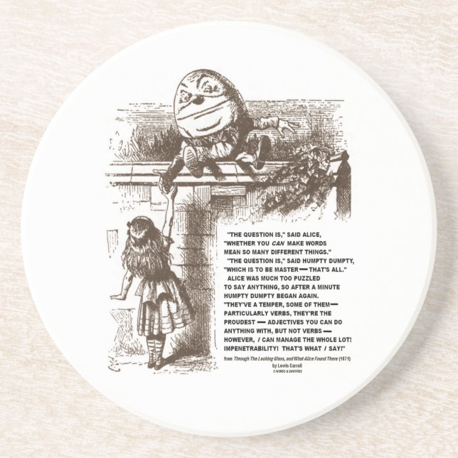 Dessous De Verre En Grès Citation de conversation d'Alice Humpty Dumpty du (Devant)
