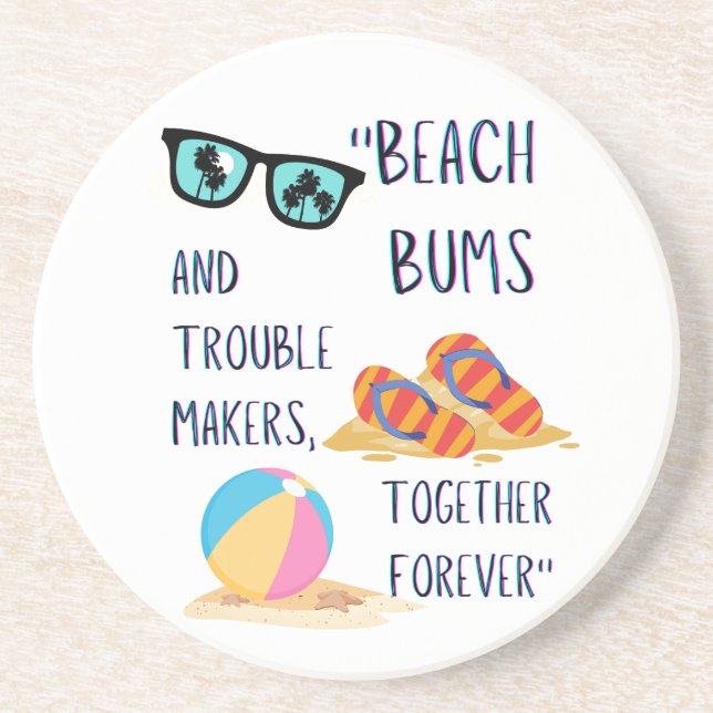 Dessous De Verre En Grès citation de jour de plage (Devant)