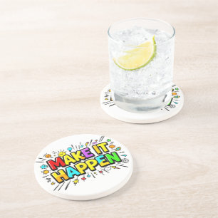 Dessous De Verre En Grès Citation de motivation colorée et audacieuse
