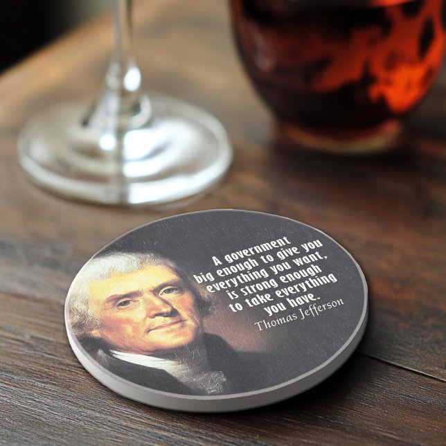 Dessous De Verre En Grès Citation de Thomas Jefferson sur le grand gouverne (Thomas Jefferson Quote Coaster)