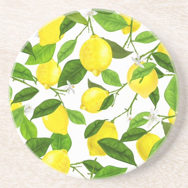 Dessous De Verre En Grès Citron à l'aquarelle (Devant)