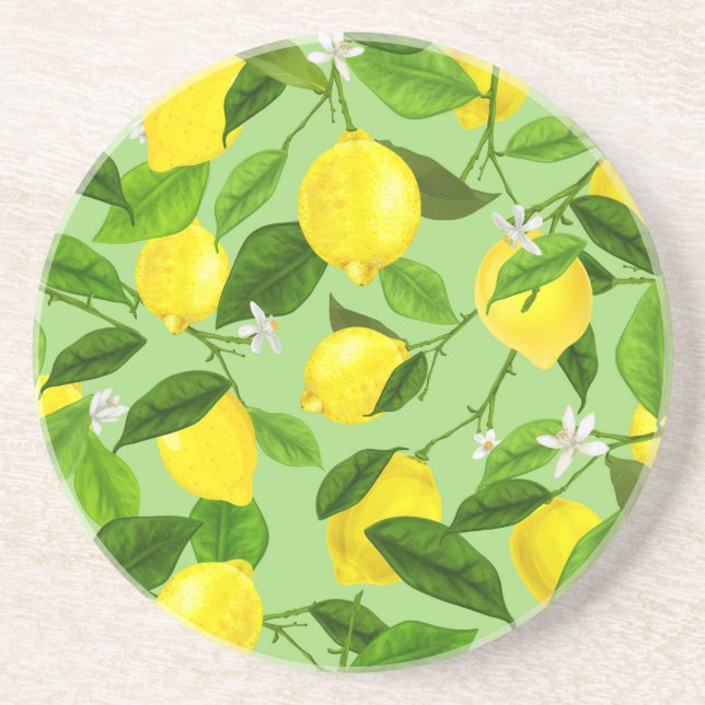 Dessous De Verre En Grès Citron Aquarelle 3 (Devant)