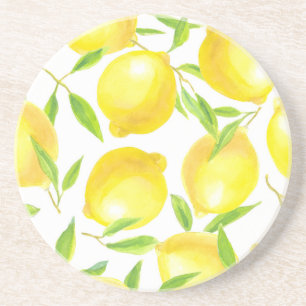 Dessous De Verre En Grès Citrons et motif feuille