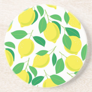 Dessous De Verre En Grès Citrons et motifs feuille