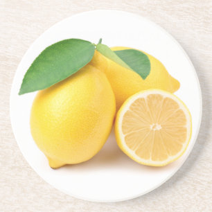 Dessous De Verre En Grès Citrons jaunes clairs et frais