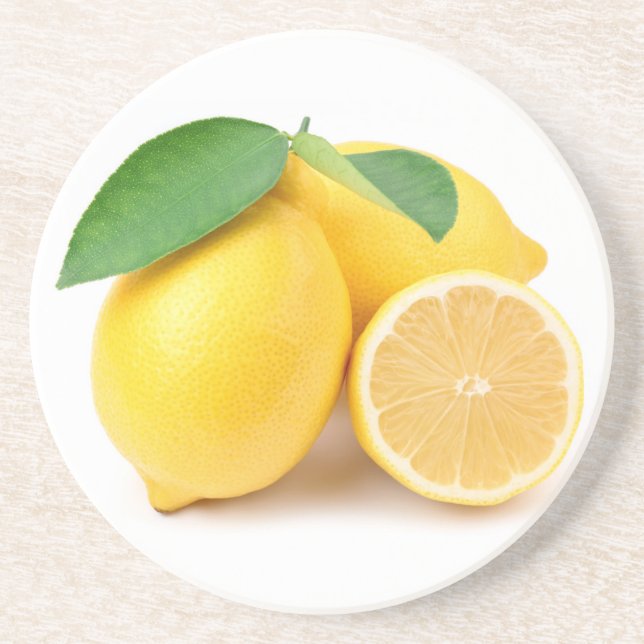 Dessous De Verre En Grès Citrons jaunes clairs et frais (Devant)