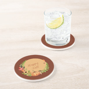 Dessous De Verre En Grès Citrouille d'automne et nature avec texte personna