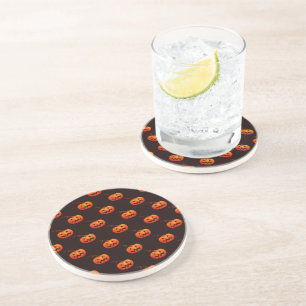 Dessous De Verre En Grès Citrouille D'Halloween, Citrouille Orange Trou Ou 