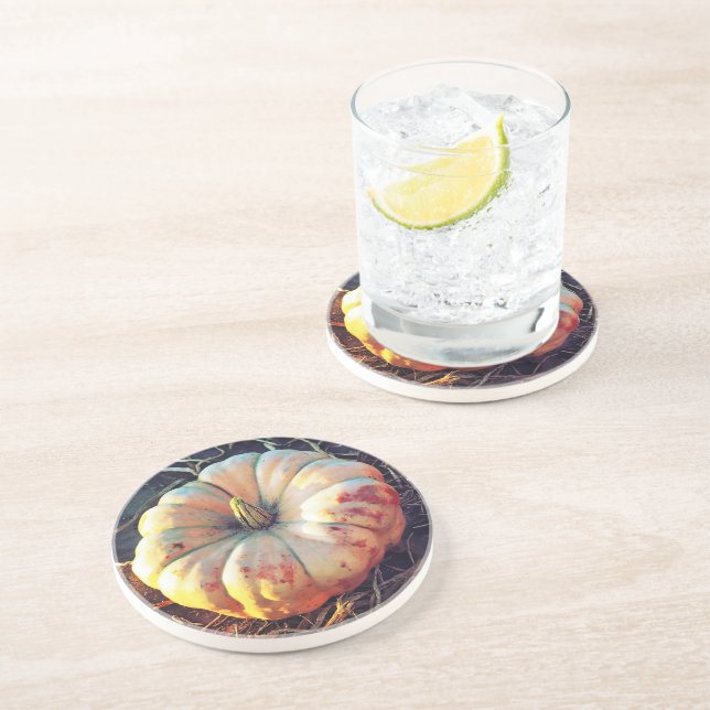 Dessous De Verre En Grès Citrouille Rustique  (Côté)
