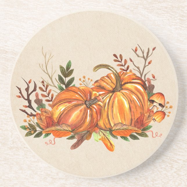 Dessous De Verre En Grès Citrouilles d'automne (Devant)