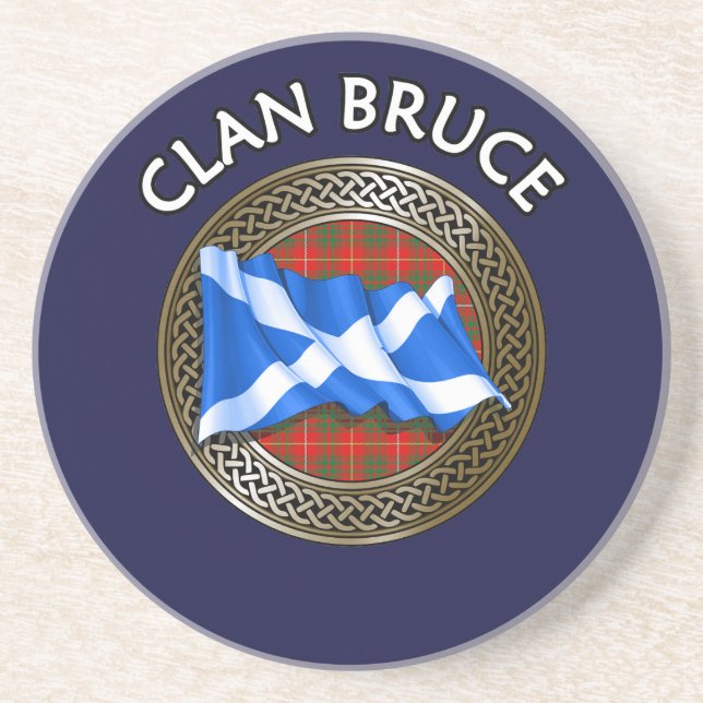 Dessous De Verre En Grès Clan Bruce Tartan Knot & Flag (Devant)
