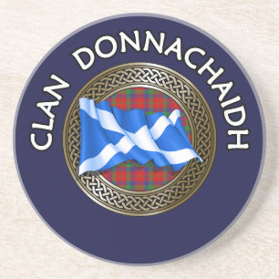 Dessous De Verre En Grès Clan Donnachaidh Robertson Tartan Knot & Flag