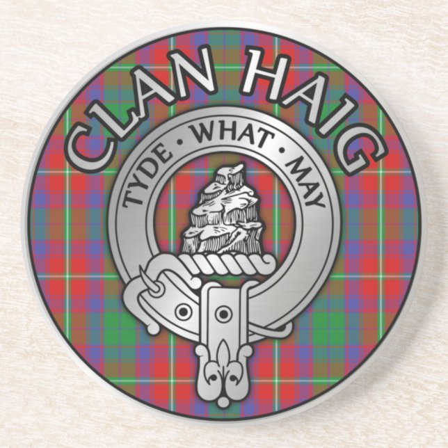 Dessous De Verre En Grès Clan Haig Crest & Tartan (Devant)