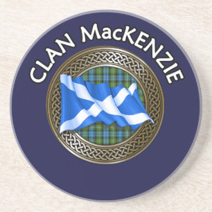 Dessous De Verre En Grès Clan MacKenzie Tartan Knot & Drapeau
