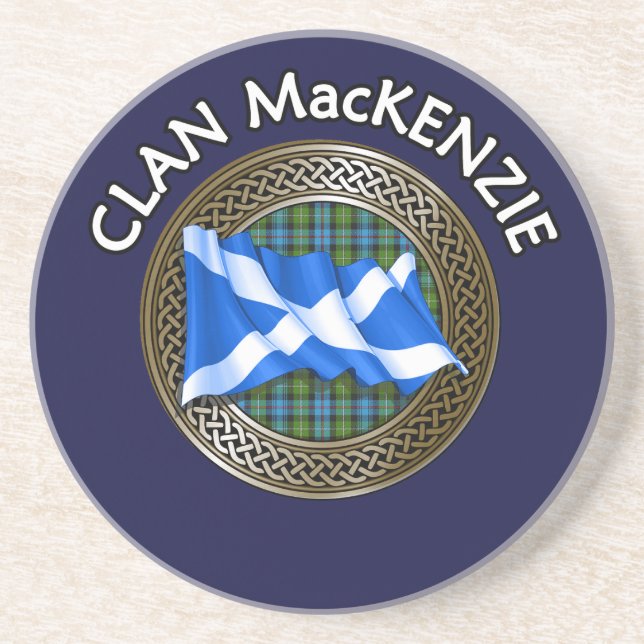 Dessous De Verre En Grès Clan MacKenzie Tartan Knot & Drapeau (Devant)