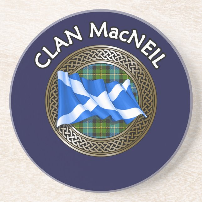 Dessous De Verre En Grès Clan MacNeil Tartan Knot & Flag (Devant)
