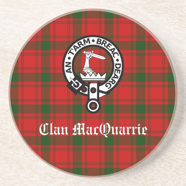 Dessous De Verre En Grès Clan MacQuarrie Tartan et Crest (Devant)