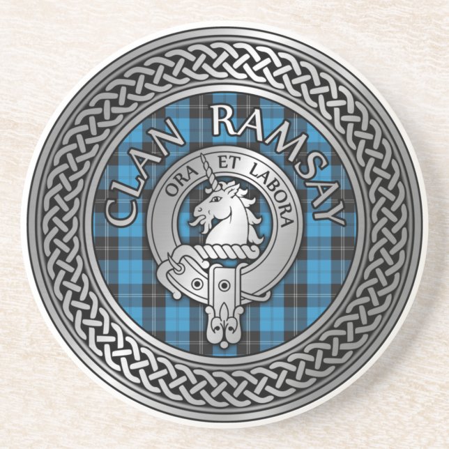 Dessous De Verre En Grès Clan Ramsay Crest & Hunting Tartan Knot (Devant)