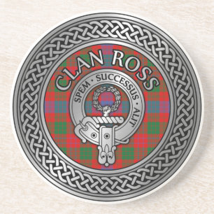 Dessous De Verre En Grès Clan Ross Crest & Tartan Knot