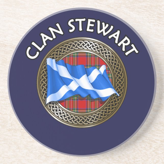Dessous De Verre En Grès Clan Stewart Tartan Knot & Flag (Devant)