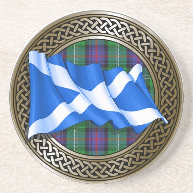 Dessous De Verre En Grès Clan Sutherland Tartan Knot & Drapeau (Devant)