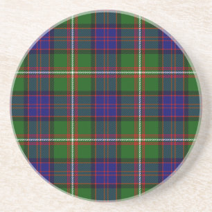 Dessous De Verre En Grès Clanranald tartan bleu vert plaid