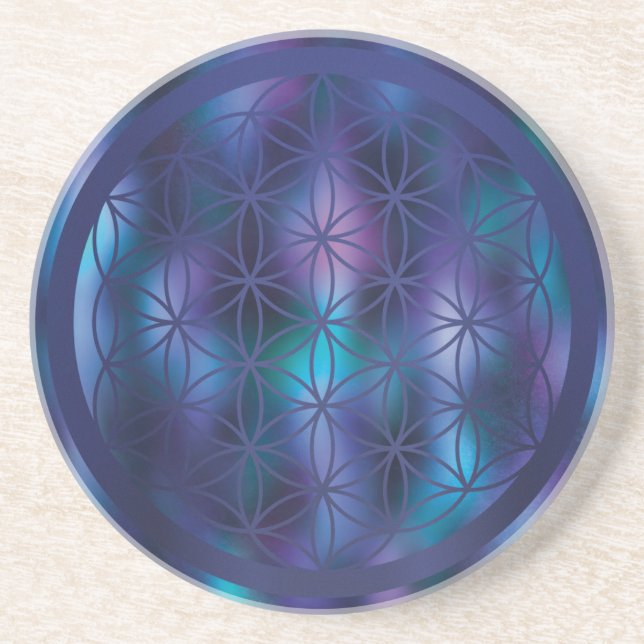 Dessous De Verre En Grès Clarté – Fleur de Vie (Devant)