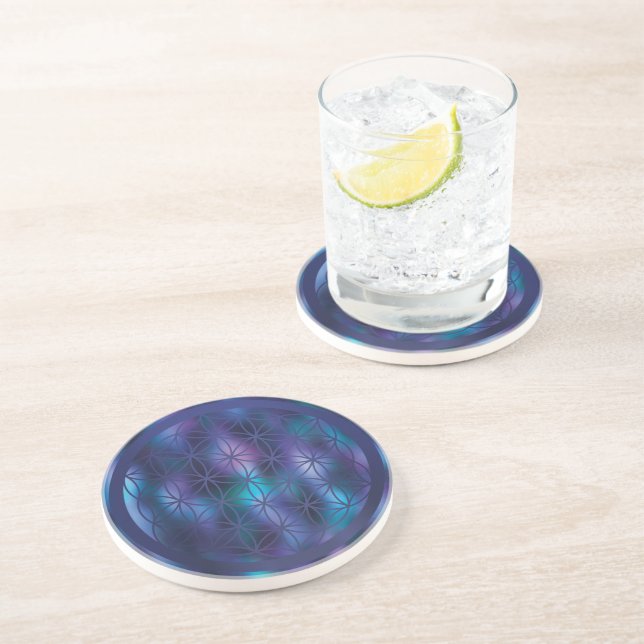 Dessous De Verre En Grès Clarté – Fleur de Vie (Côté)