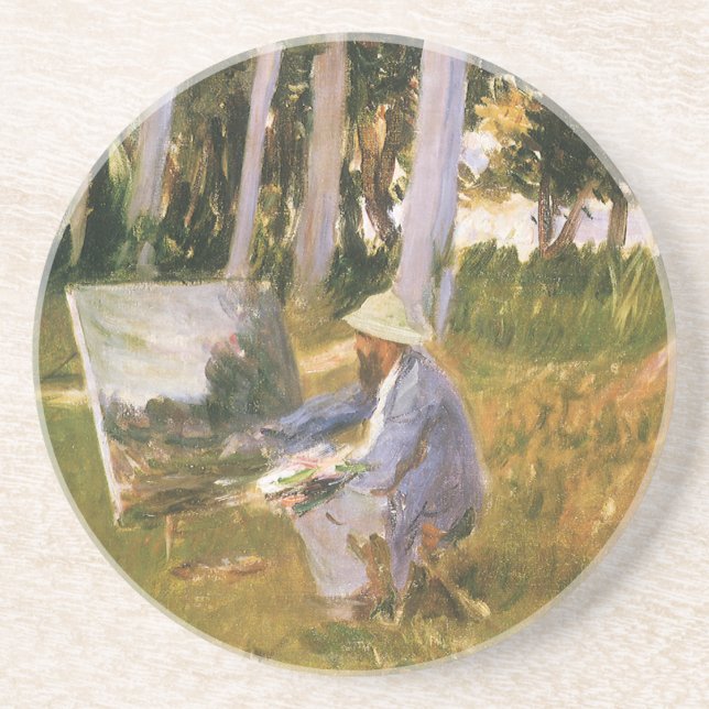 Dessous De Verre En Grès Claude Monet peignant, Bordure d'un bois par Sarge (Devant)
