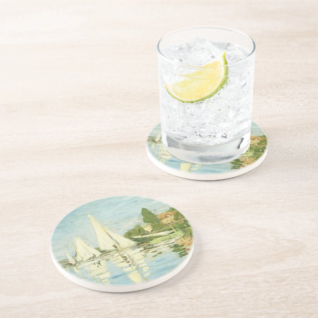 Dessous De Verre En Grès Claude Monet. Régates à Argenteuil (Côté)