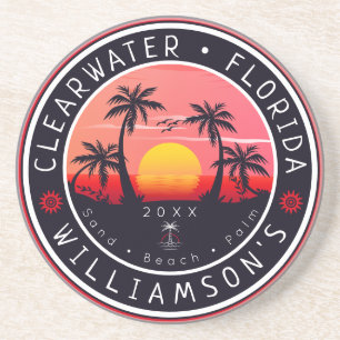 Dessous De Verre En Grès Clearwater Florida Retro Sunset Souvenirs 80s