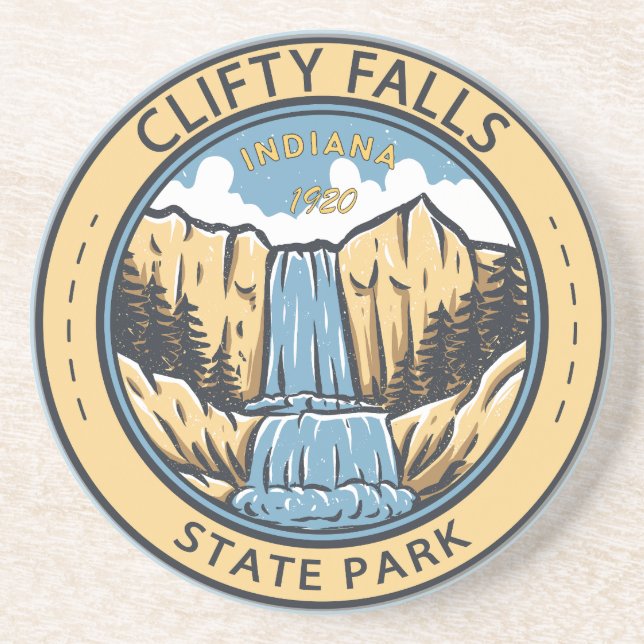 Dessous De Verre En Grès Clifty Falls State Park Indiana Badge (Devant)