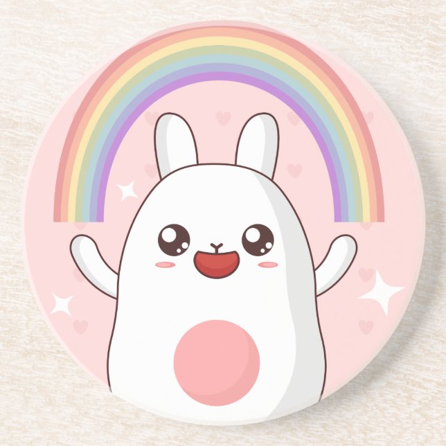 Dessous De Verre En Grès Clipart arc-en-ciel de Kawaii (Devant)