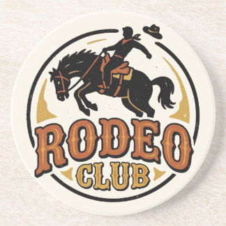 Dessous De Verre En Grès Club Rodeo Cowboy Vintage Cheval Sauvage Bronco We