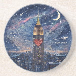 Dessous De Verre En Grès Coaster de Noël de NYC à Seattle