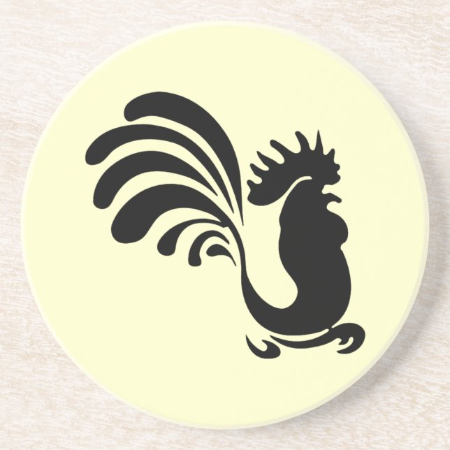 Dessous De Verre En Grès Coaster en grès Coq stylisé (Devant)