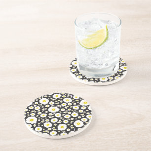 Dessous De Verre En Grès Coaster en grès Coquelicots blancs