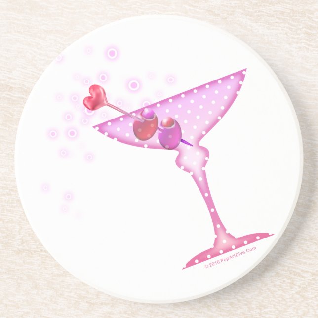 Dessous De Verre En Grès Coaster Pink Martini (Devant)