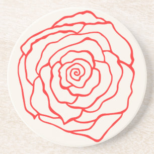 Dessous De Verre En Grès Coaster Rose Rouge