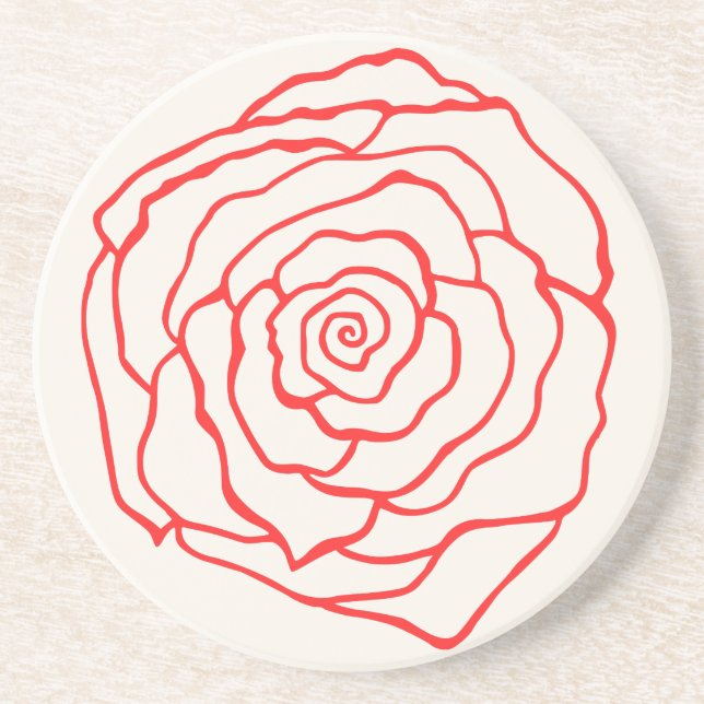 Dessous De Verre En Grès Coaster Rose Rouge (Devant)
