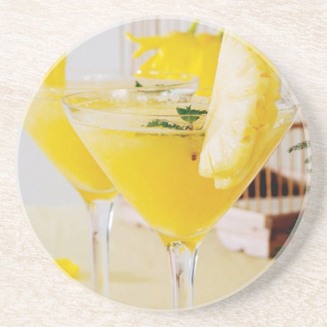 Dessous De Verre En Grès Cocktail de Fresca à l'ananas et au gingembre (Devant)