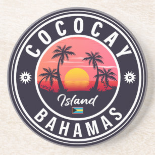 Dessous De Verre En Grès Coco Cay Bahamas Retro Sunset Souvenirs 60s
