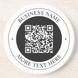 Dessous De Verre En Grès Code QR avec nom d'entreprise Texte circulaire mod