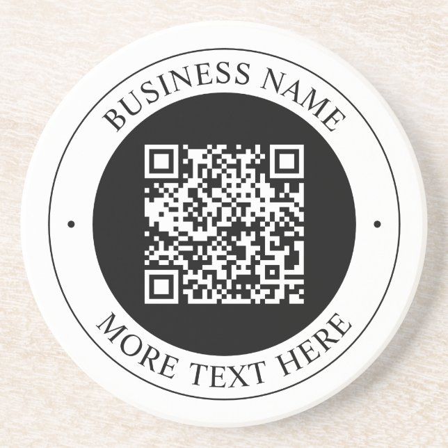 Dessous De Verre En Grès Code QR avec nom d'entreprise Texte circulaire mod (Devant)