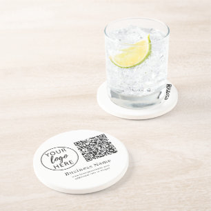 Dessous De Verre En Grès Code QR d'entreprise personnalisé et élégant pour