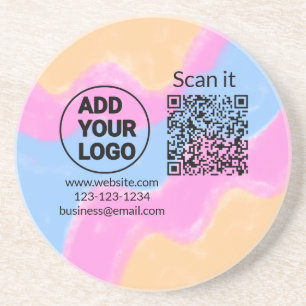 Dessous De Verre En Grès Code QR simple minimaliste ajouter un logo scanner